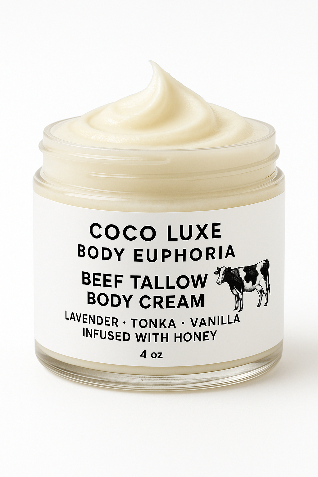 Beef Tallow Body Cream – Lavender Tonka Vanilla + Honey Infused (4 oz)