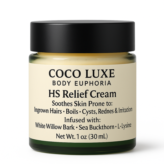 HS Cream Relief Cream, Hidradenitis Suppurativa, Natural Skin Soothing Formula with White Willow Bark, Calendula, Sea Buckthorn 1oz and 4 oz options