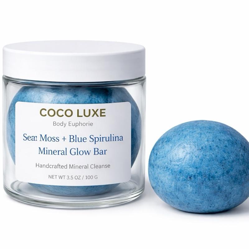 Seamoss soap| blue spirulina and seamoss mineral soap Facial Wash Cleansing bar Daily