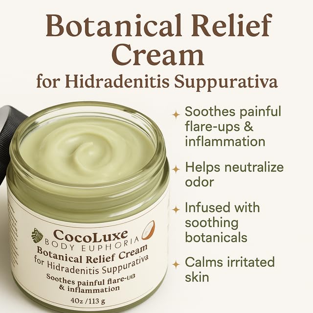 HS Cream Relief Cream, Hidradenitis Suppurativa, Natural Skin Soothing Formula with White Willow Bark, Calendula, Sea Buckthorn