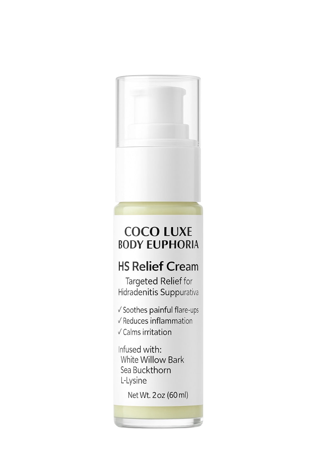 HS Cream Relief Cream, 4 oz, Natural Skin Soothing Formula with White Willow Bark, Calendula, Sea Buckthorn