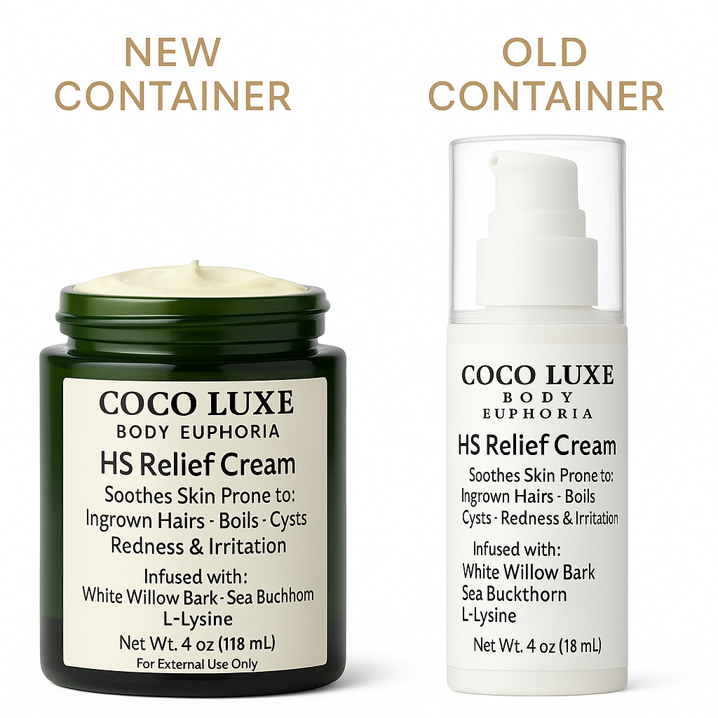 HS Cream Relief Cream, Hidradenitis Suppurativa, Natural Skin Soothing Formula with White Willow Bark, Calendula, Sea Buckthorn 1oz and 4 oz options