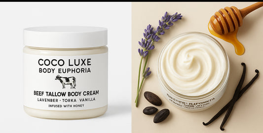 Beef Tallow Body Cream – Lavender Tonka Vanilla + Honey Infused (4 oz)