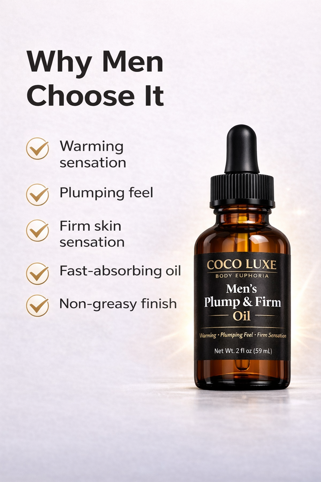 Men’s Plump & Firm Oil – Warming Botanical Grooming Oil for Men (2 fl oz)
