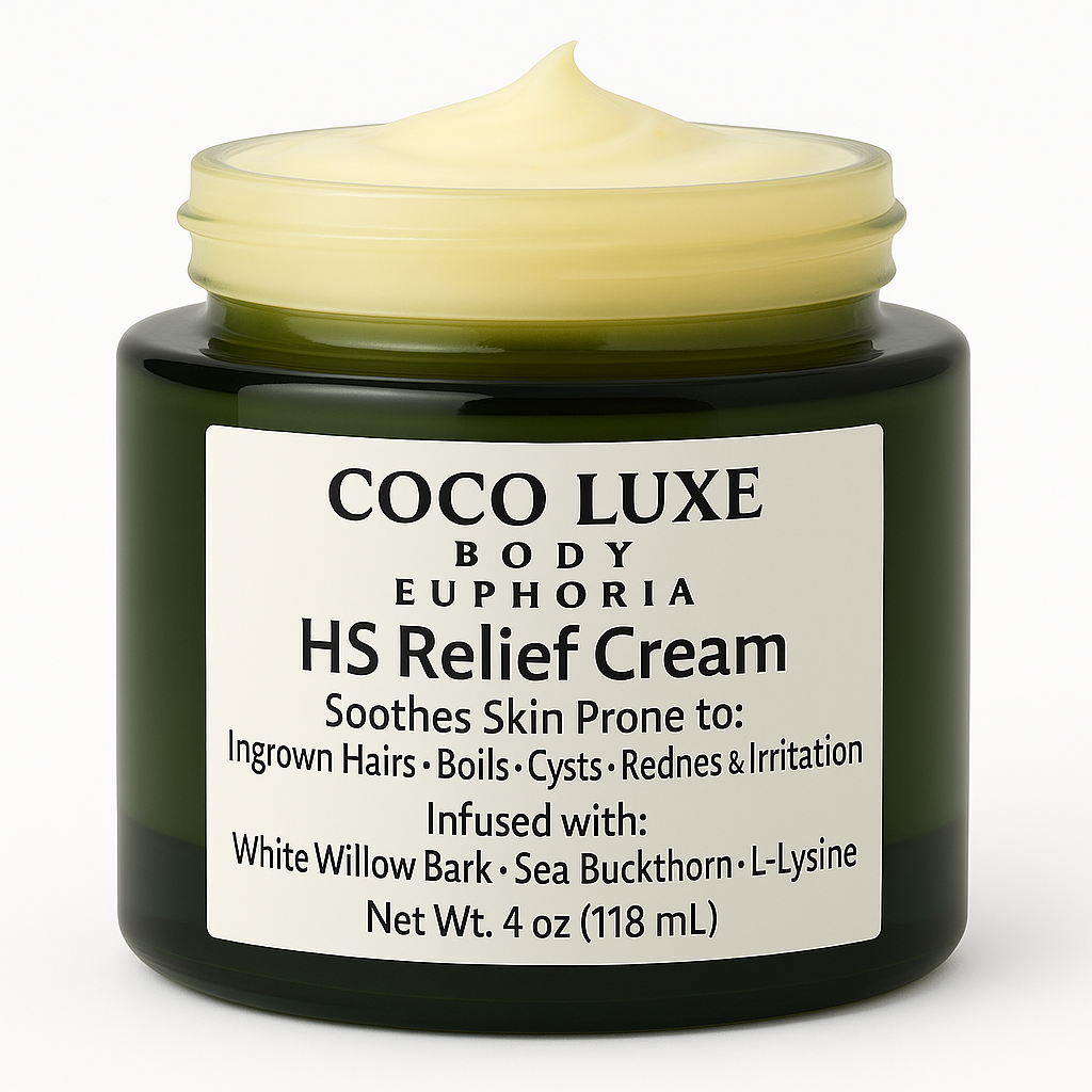 HS Cream Relief Cream, Hidradenitis Suppurativa, Natural Skin Soothing Formula with White Willow Bark, Calendula, Sea Buckthorn 1oz and 4 oz options
