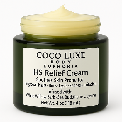 HS Cream Relief Cream, Hidradenitis Suppurativa, Natural Skin Soothing Formula with White Willow Bark, Calendula, Sea Buckthorn 1oz and 4 oz options