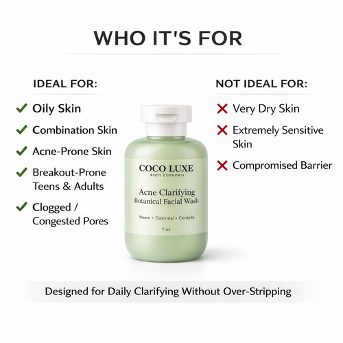 Acne Clarifying Botanical Facial Wash with Neem Oatmeal,Soap nut & Centella 7 oz for Clear Healthy Skin