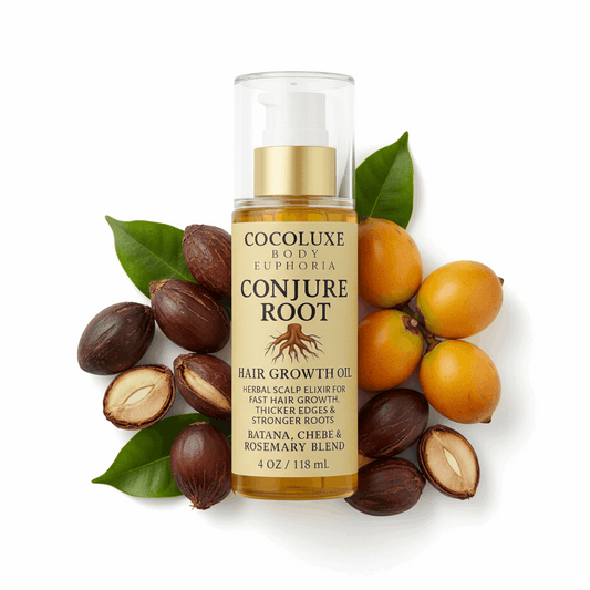 Conjure Root Hair Growth Oil – Herbal Scalp serum for Fast Hair Growth, Thicker Edges & Stronger Roots – Batana, Chebe & Rosemary Blend – CocoLuxe Body Euphoria Hair Oil for Thinning Hair - Fenugreek
