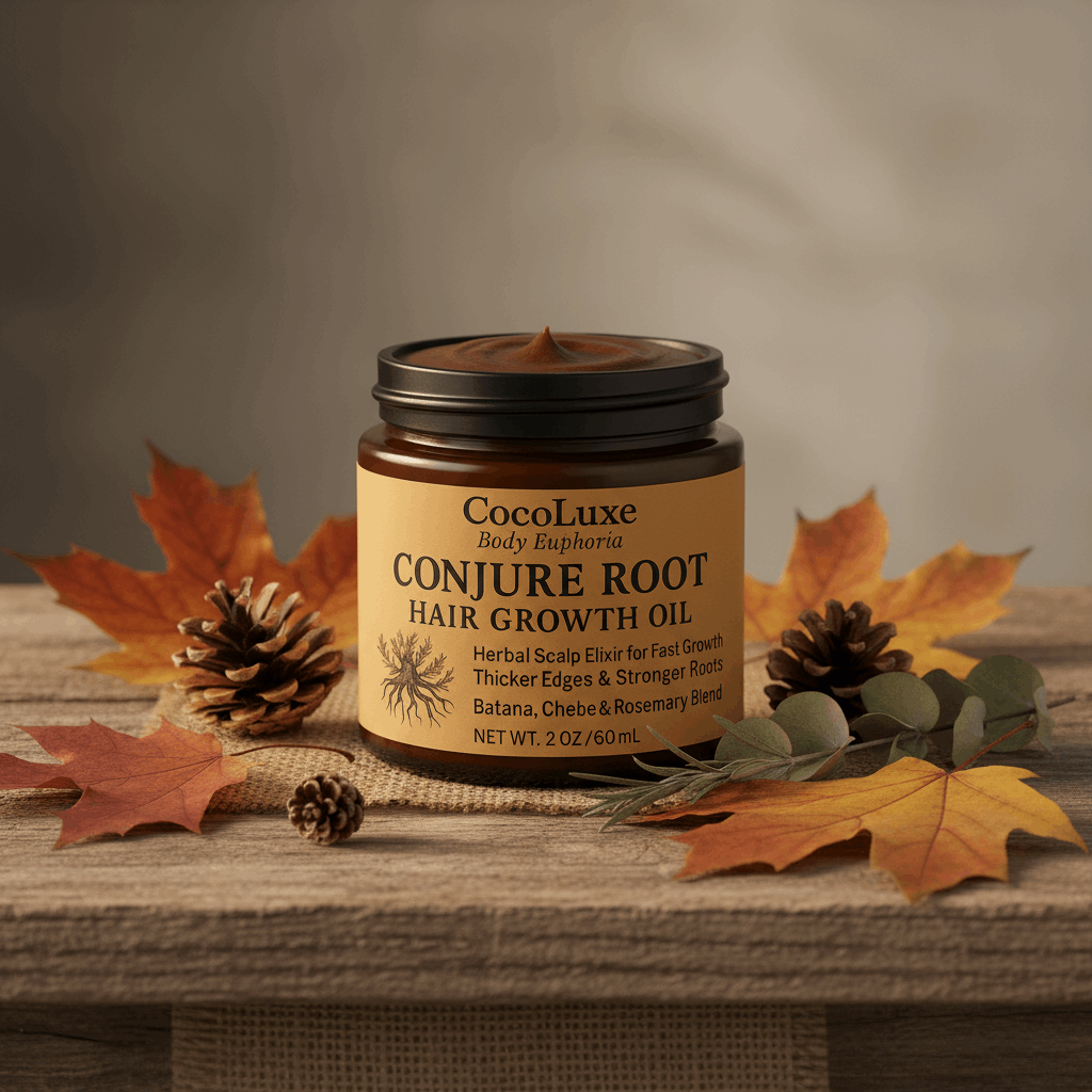 Conjure Root Hair Growth Cream – Herbal Scalp & Edge Strengthening Cream for Fast Growth, Thicker Hair & Stronger Roots – Batana, Chebe & Rosemary Blend – CocoLuxe Body Euphoria Batana Oil – 100% Pure, Cold-Pressed, Unrefined | Authentic Honduras Grade