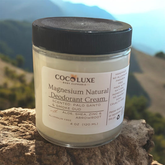 Cocoluxe body euphoria Magnesium Natural Deodorant Cream, Palo Santo & Smoke Oud Scent, 4 oz
